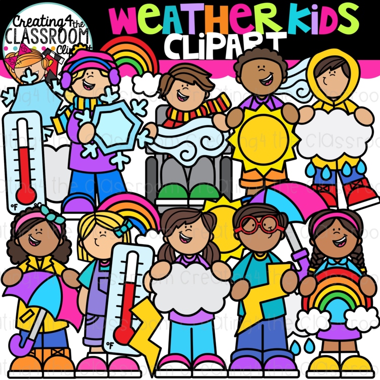 Weather Kids Clipart {Creating4 the Classroom Clipart}