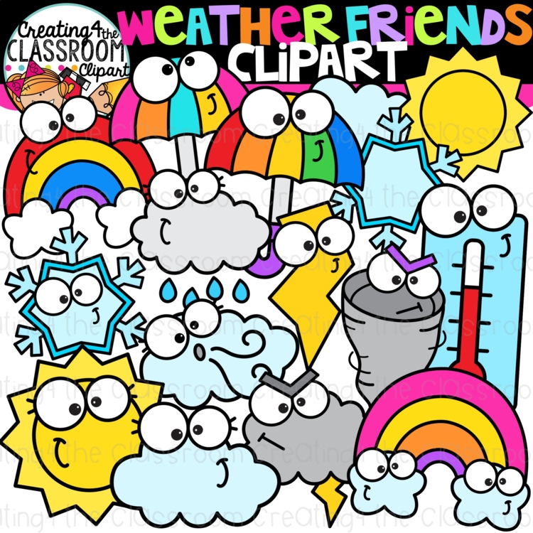 Weather Friends Clipart {Weather, Science Clipart}