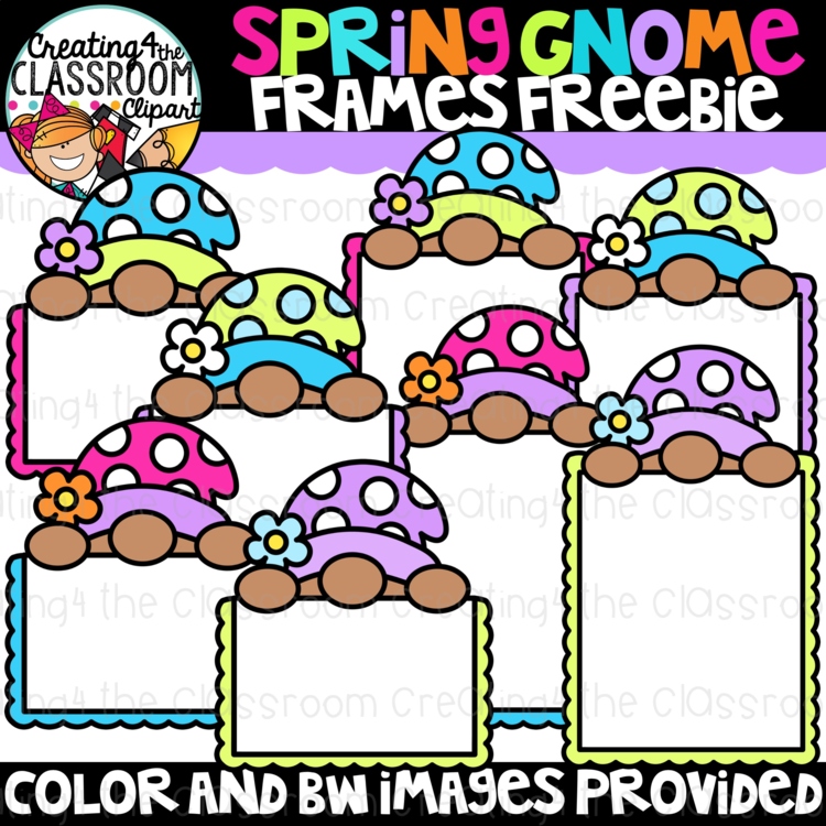 Spring Clipart Freebie- Spring Gnome Frames Clipart {Spring Clipart Free}