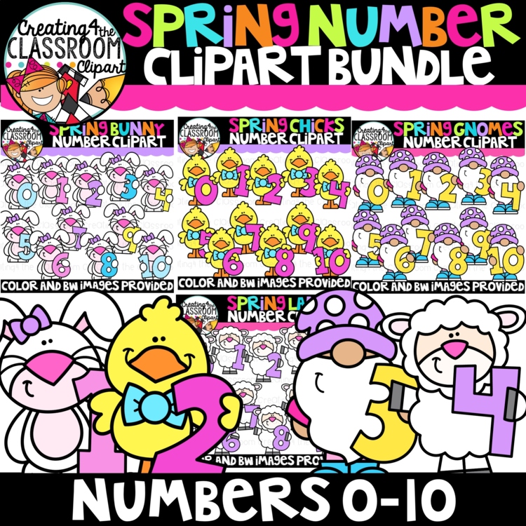 Spring Number Clipart Bundle {Math, Counting Clipart}