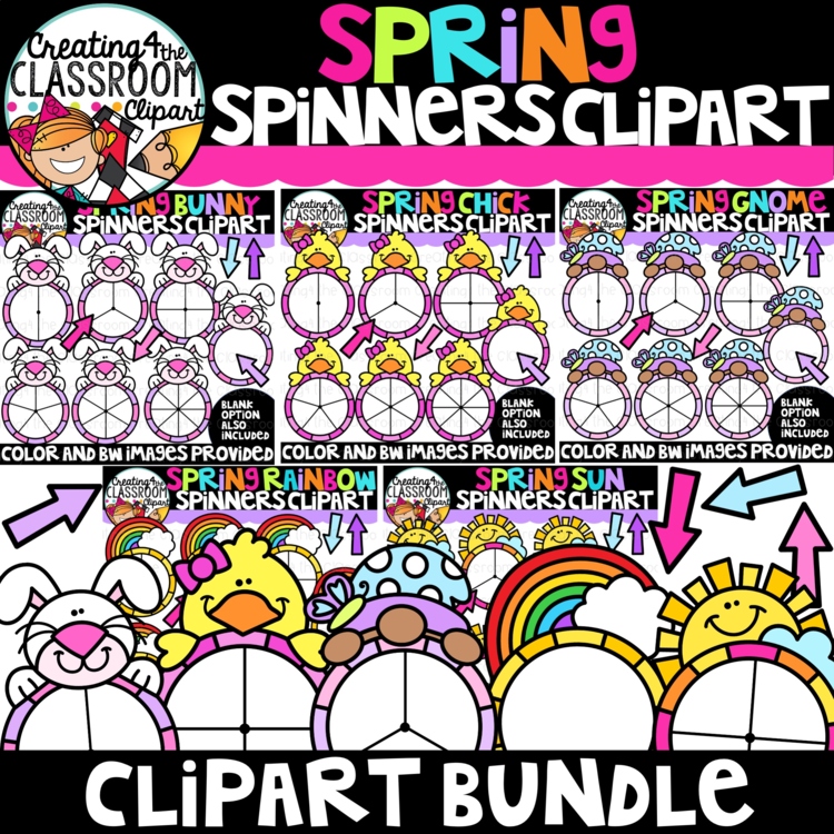 Spring Clipart Spinners Bundle {Math, Counting Clipart}