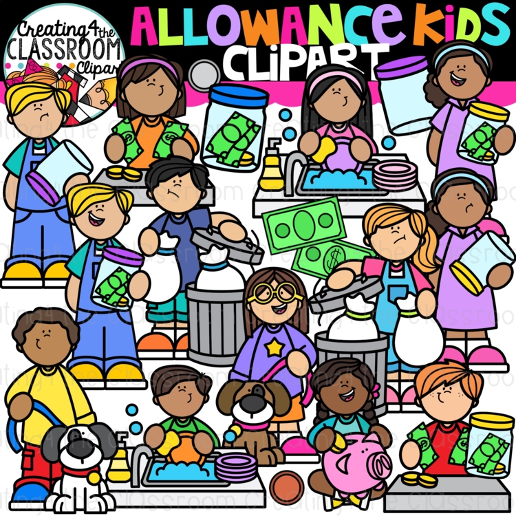 Allowance Kids Clipart {Money, Kid Clipart}