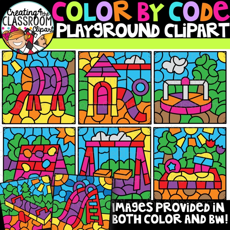 Color by Code Playground Clipart {Color by Number Clipart}