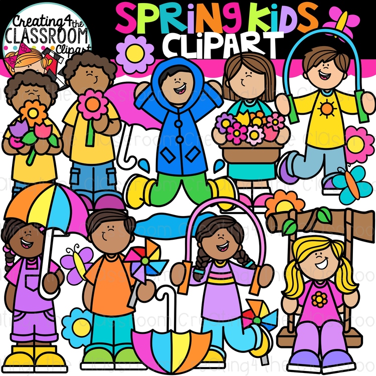 Spring Kids Clipart {Spring, Kids}