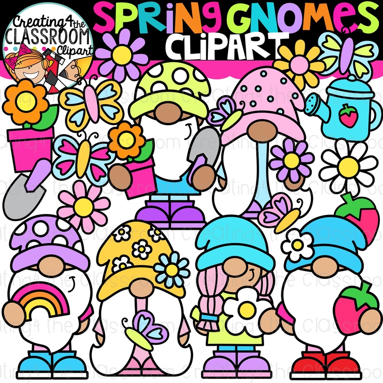 Spring Gnomes Clipart {Gnomes, Spring Clipart}