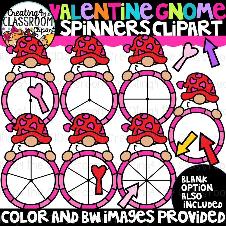 Valentine Gnome Spinners Clipart {Math, Clipart}