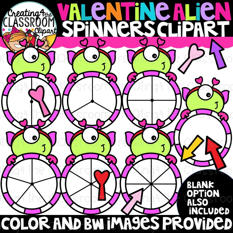 Valentines Alien Spinners Clipart {Math, Clipart}
