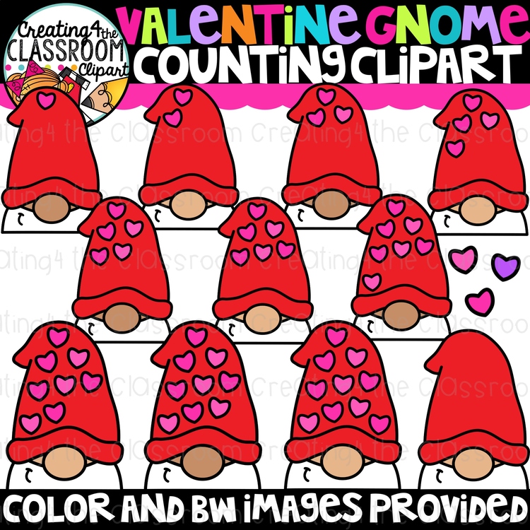 Counting Gnomes Clipart {Valentines, Gnome, Clipart}