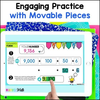 3rd and 4th grade Expanded Form - Google Classroom - Digital Math Station, image 2