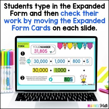 3rd and 4th grade Expanded Form - Google Classroom - Digital Math Station, image 3