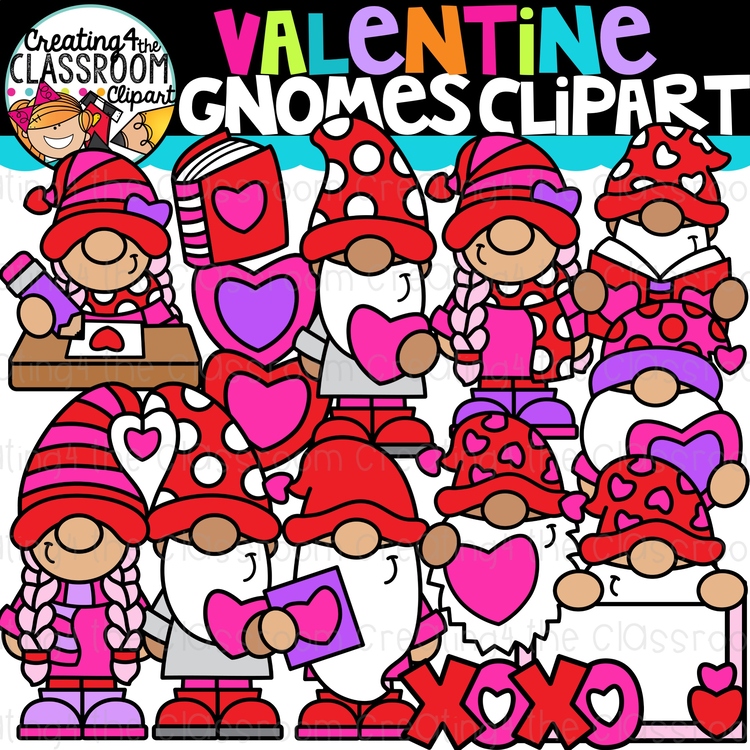 Valentines Day Gnomes Clipart {Valentines, Clipart}