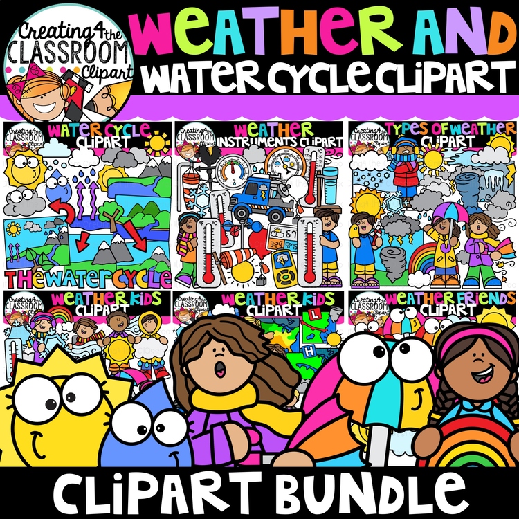 Weather and Water Cycle Clipart Bundle |Weather Clipart