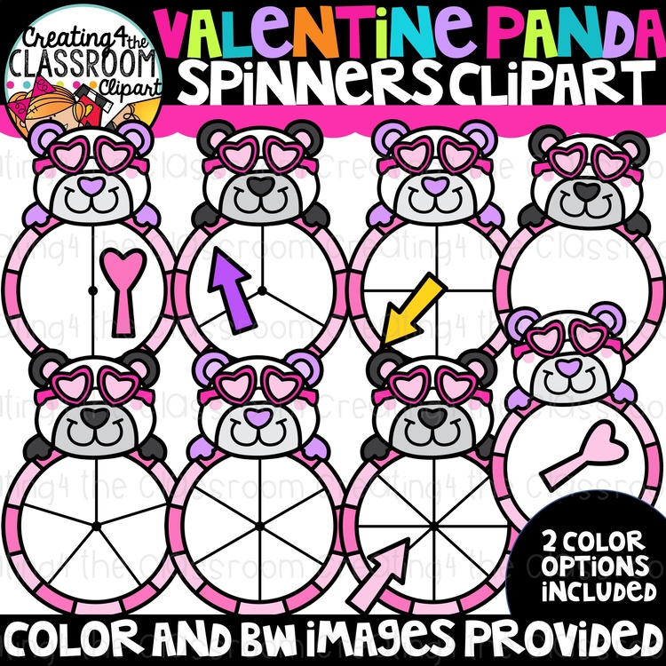 Valentine Pandas Spinners Clipart {Math, Clipart}
