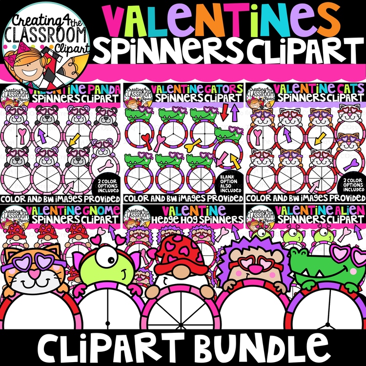 Valentines Spinners Clipart Bundle | Math, Valentines, Clipart |