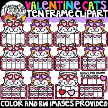 Valentines Ten Frames Clipart Bundle | Math, Counting, Clipart |, image 3