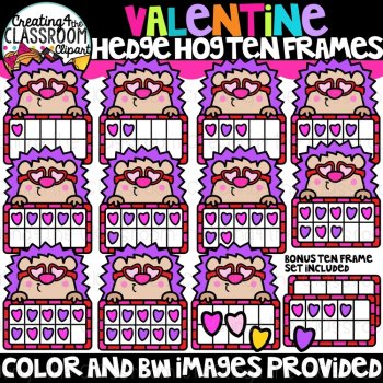 Valentines Ten Frames Clipart Bundle | Math, Counting, Clipart |, image 4