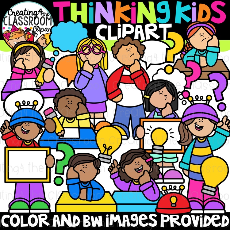 Thinking Kids Clipart {Kids Thinking Clipart}