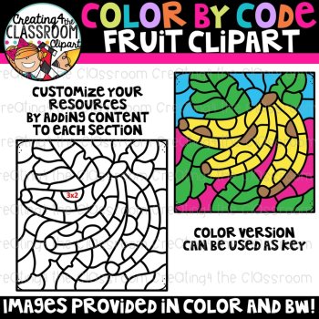 Color by Code Fruit Clipart {Fruit Clipart}, image 2