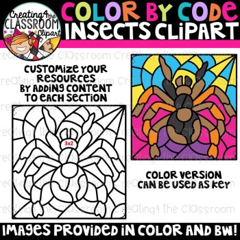 Color by Code Insects Clipart {Insect, Bugs Clipart}, image 2