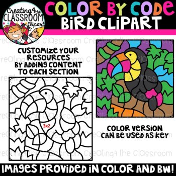 Color by Code Birds Clipart {Color by Code Clipart}, image 2