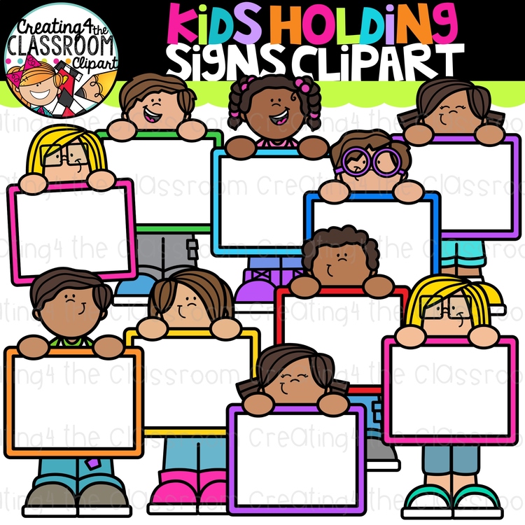 Kids Holding Signs Clipart {Kid Clipart}