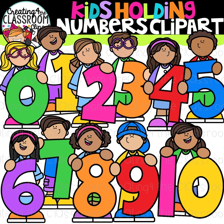 Kids Holding Numbers Clipart {Counting Clipart}