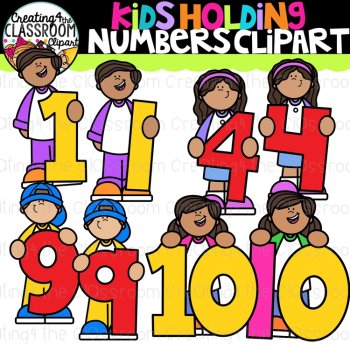 Kids Holding Numbers Clipart {Counting Clipart}, image 2