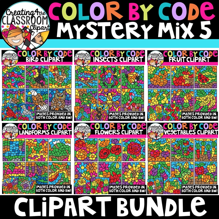 Color by Code Mystery Mix 5 Clipart Bundle {Creating4 the Classroom}