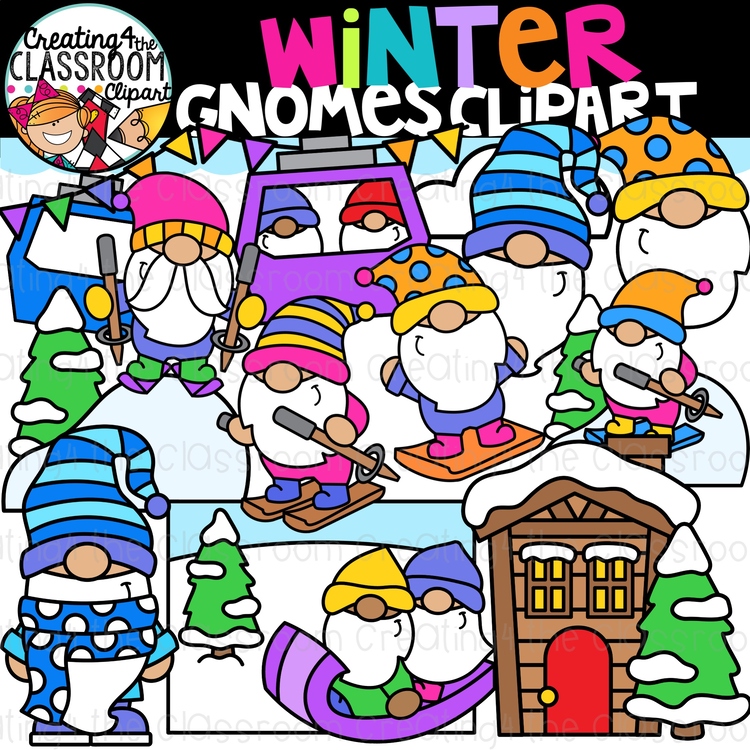 Winter Gnomes Clipart {Winter Clipart}