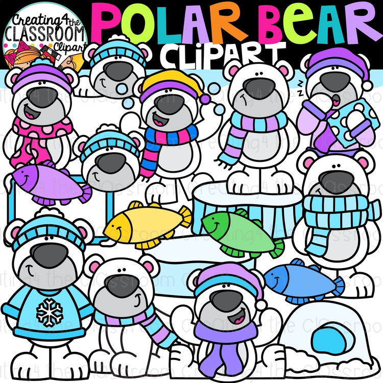 Polar Bear Clipart {Winter Clipart}