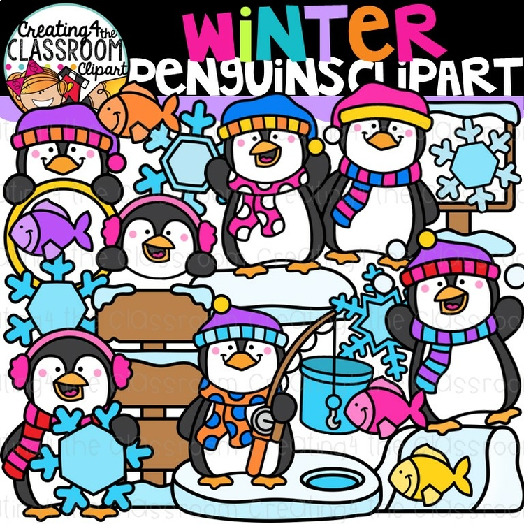 Winter Penguins Clipart {Winter Clipart}