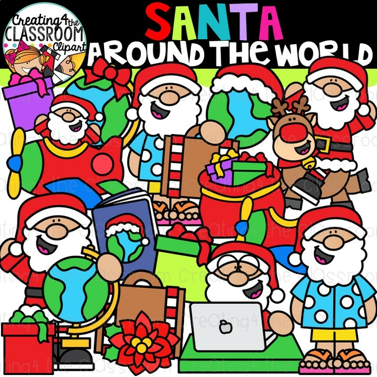 Santa Around the World Clipart {Christmas Around the World Clipart}