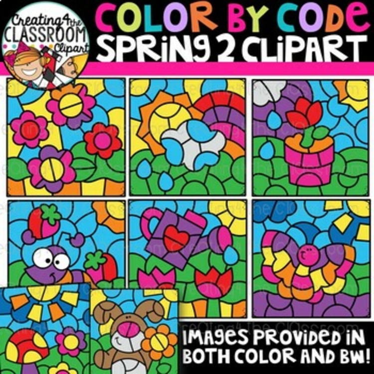 Color by Code Spring 2 Clipart {Color by Code}