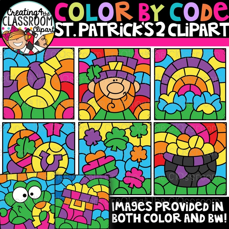 Color by Code St. Patrick's Day 2 Clipart {Color by Code}