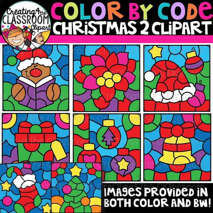 Color by Code Christmas 2 Clipart {Color by Code}