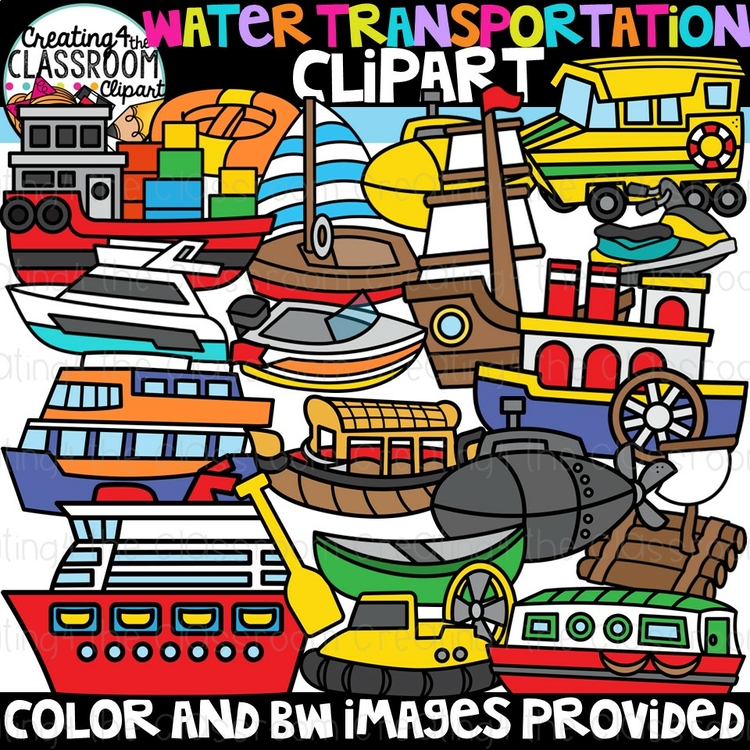 Water Transportation Clipart {forms of transportation}