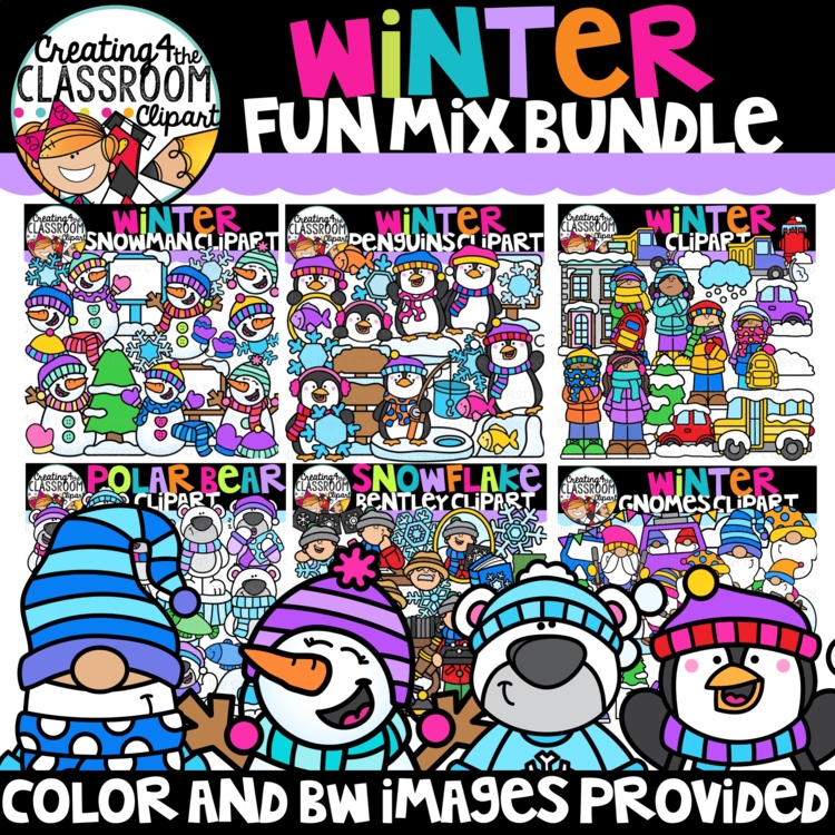 Winter Clipart Bundle | Winter| Penguins| Polar Bear| Snowflakes