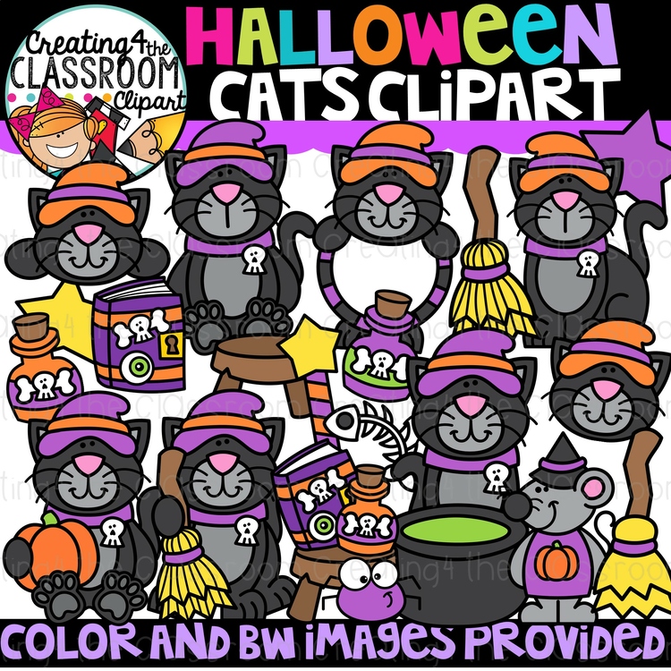 Halloween Cats Clipart {Halloween Clipart}