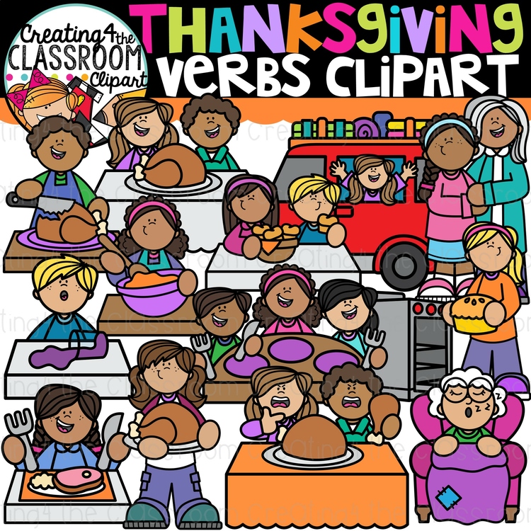Thanksgiving VERBS Clipart {Thanksgiving Clipart}