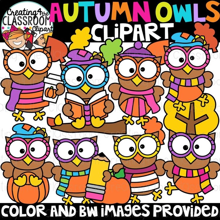 Autumn Owls Clipart | Fall Owl Clipart