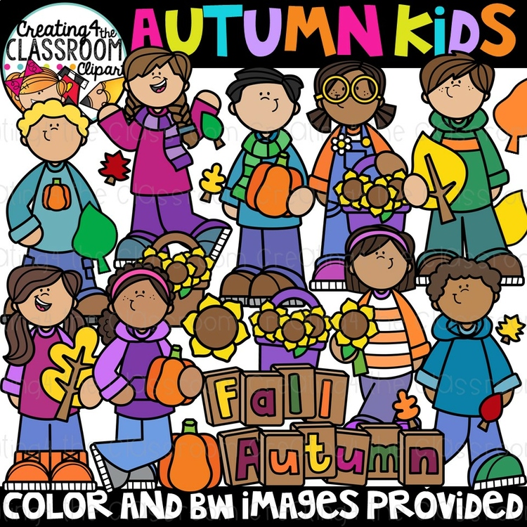 Autumn Kids Clipart {Fall Clipart}