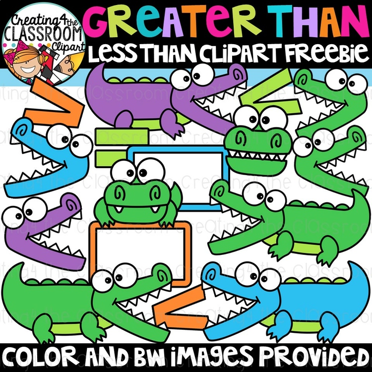 Greater Than Less Than Gator Clipart {Clipart Freebie}