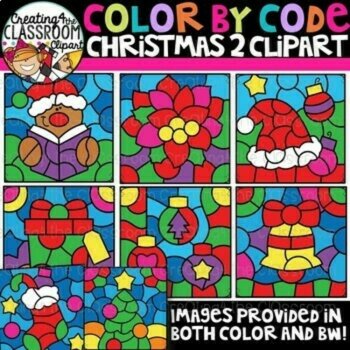 Color By Code Holidays 2 Clipart Bundle {Color by Code Clipart}, image 3