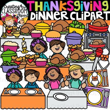 Thanksgiving Clipart BUNDLE {Turkey disguise, Thanksgiving Dinner}, image 2
