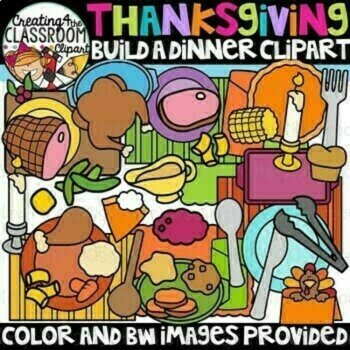 Thanksgiving Clipart BUNDLE {Turkey disguise, Thanksgiving Dinner}, image 3