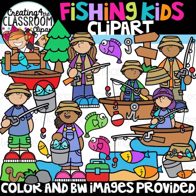 Fishing Kids Clipart {Fishing Clipart}