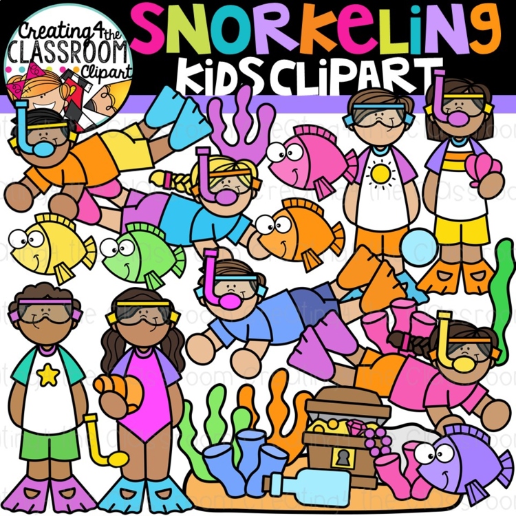 Snorkeling Kids Clipart {Ocean Clipart}