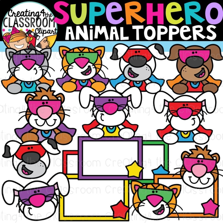 Super Hero Animal Toppers and Faces Clipart {Super Hero Clipart}