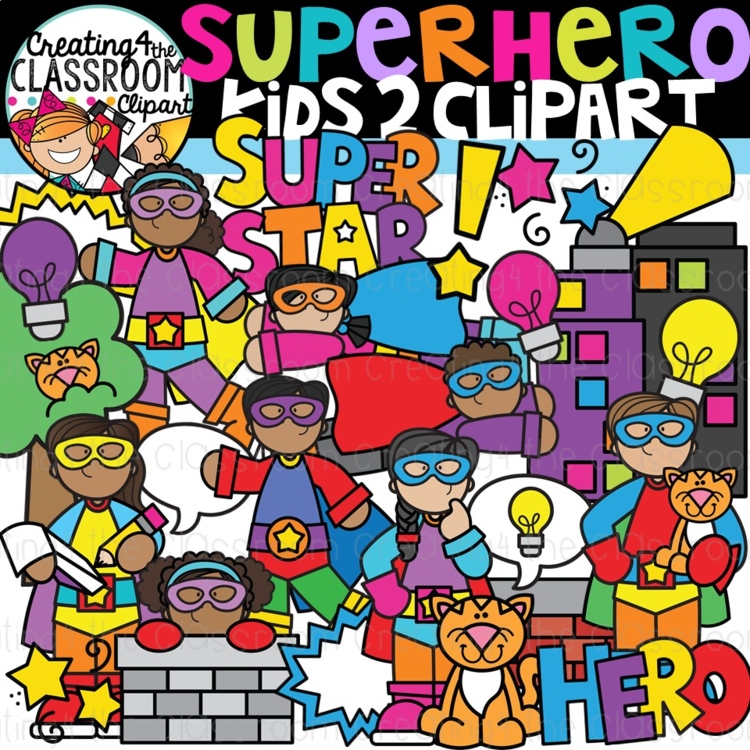 Super Hero Kids 2 Clipart {Super Hero Clipart}
