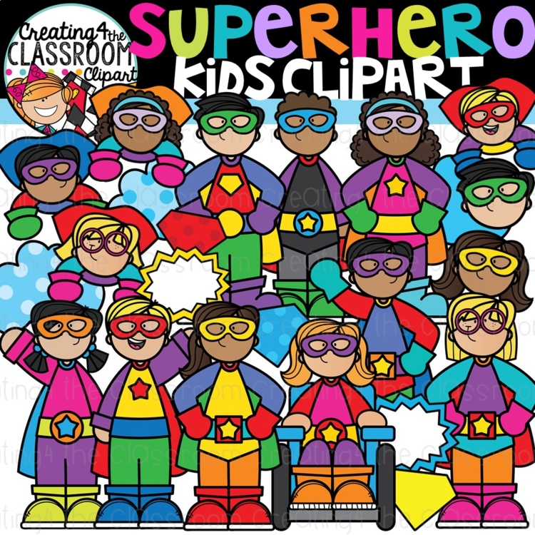 Super Hero Kids Clipart {Super Hero Clipart}